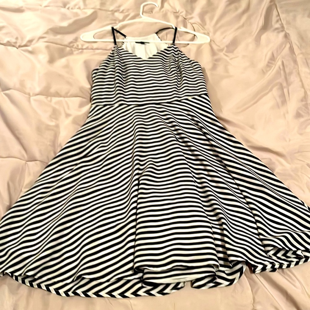 Express Halter neckline black and white striped dress sz 2